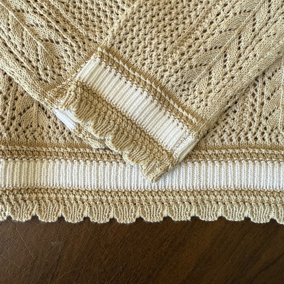 NWT Talbots Cream & White V-Neck Women's Sweater SZ M (Summer 2025) - Picture 7 of 16